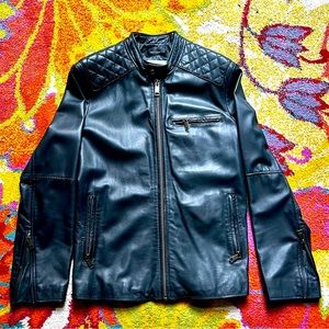 Andrew Marc Marc New York steel blue motorcycle jacket. Size medium